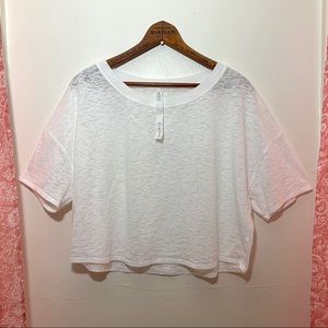 Lululemon | Hint Of Sheer Cropped White Tee SZ 12